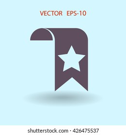 Icono de marcador Favorito de sombra larga plana, ilustración vectorial