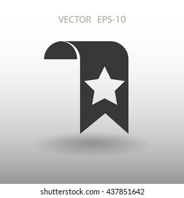 Flat long shadow Favorite bookmark icon, vector illustration