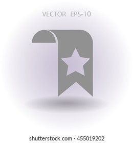 Flat long shadow Favorite bookmark icon, vector illustration