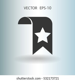 Flat long shadow Favorite bookmark icon, vector illustration