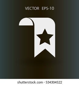 Flat long shadow Favorite bookmark icon, vector illustration