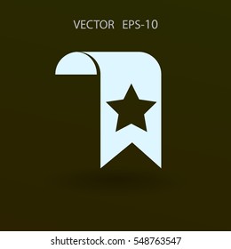 Flat long shadow Favorite bookmark icon, vector illustration