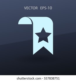 Flat long shadow Favorite bookmark icon, vector illustration