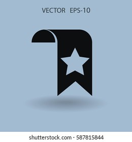 Flat Long Shadow Favorite Bookmark Icon, Vector Illustration