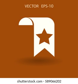 Flat long shadow Favorite bookmark icon, vector illustration