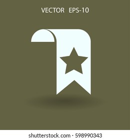 Icono de marcador Favorito de sombra larga plana, ilustración vectorial