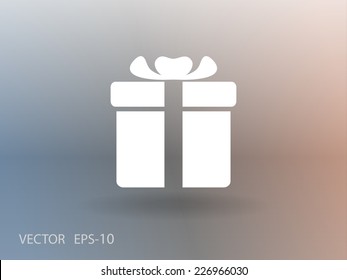 Flat long shadow Gift box icon, vector illustration