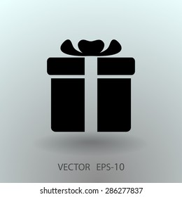 Flat long shadow Gift box icon, vector illustration