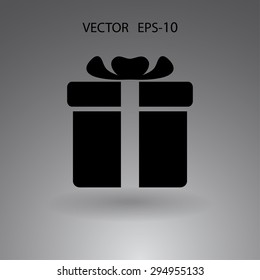 Flat long shadow Gift box icon, vector illustration