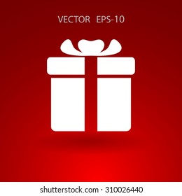Flat long shadow Gift box icon, vector illustration