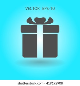 Flat long shadow Gift box icon, vector illustration