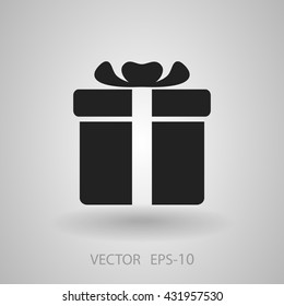 Flat long shadow Gift box icon, vector illustration