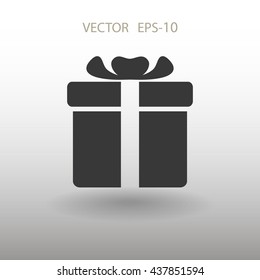 Flat long shadow Gift box icon, vector illustration