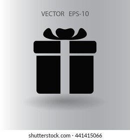 Icono de caja de regalo de sombra larga plana, ilustración vectorial