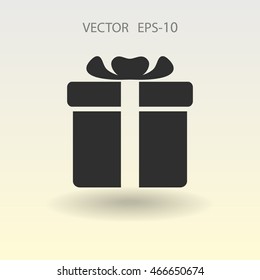 Flat long shadow Gift box icon, vector illustration