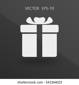 Flat long shadow Gift box icon, vector illustration