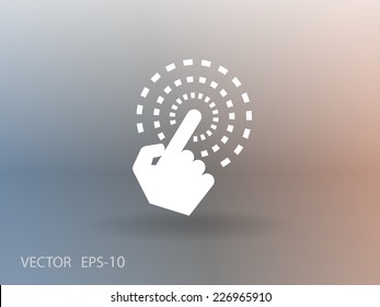 Flat long shadow Hand Touch icon, vector illustration