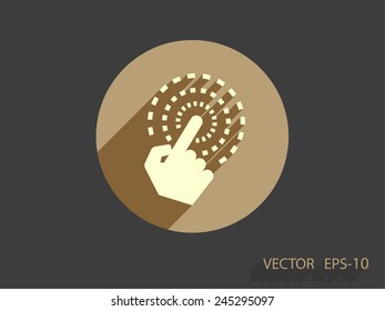 Flat long shadow Hand Touch icon, vector illustration