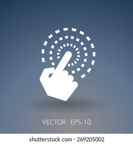 Flat long shadow Hand Touch icon, vector illustration