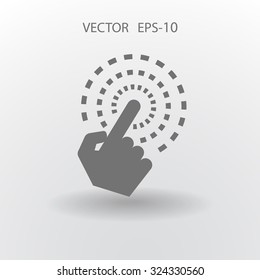 Flat long shadow Hand Touch icon, vector illustration