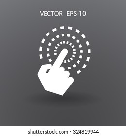 Flat long shadow Hand Touch icon, vector illustration