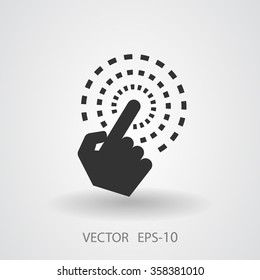 Flat long shadow Hand Touch icon, vector illustration