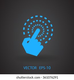 Flat long shadow Hand Touch icon, vector illustration