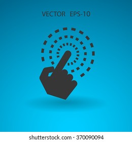 Flat long shadow Hand Touch icon, vector illustration