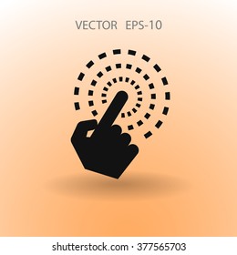 Flat long shadow Hand Touch icon, vector illustration