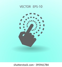 Flat long shadow Hand Touch icon, vector illustration
