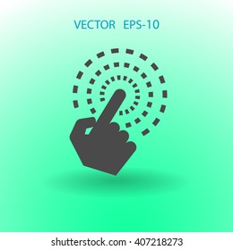 Flat long shadow Hand Touch icon, vector illustration