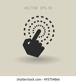 Flat long shadow Hand Touch icon, vector illustration