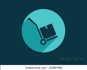 Icono de camión de mano con sombra plana, ilustración vectorial