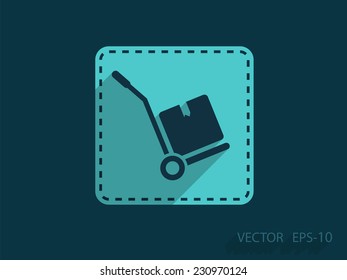 Flat long shadow Hand truck icon, vector illustration