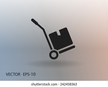 Flat long shadow Hand truck icon, vector illustration