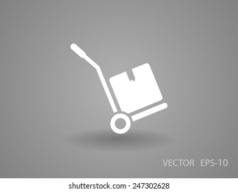 Icono de camión de mano con sombra plana, ilustración vectorial