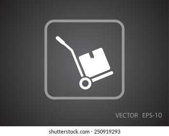 Flat Long Shadow Hand Truck Icon, Vector Illustration