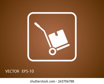 Flat long shadow Hand truck icon, vector illustration