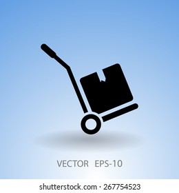 Flat long shadow Hand truck icon, vector illustration