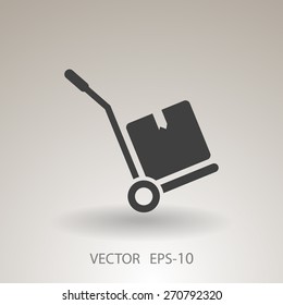 Icono de camión de mano con sombra plana, ilustración vectorial