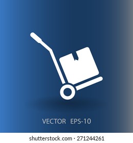 Flat long shadow Hand truck icon, vector illustration