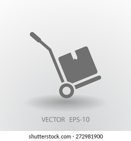 Flat Long Shadow Hand Truck Icon, Vector Illustration