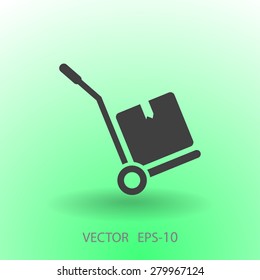 Flat long shadow Hand truck icon, vector illustration