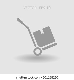 Icono de camión de mano con sombra plana, ilustración vectorial