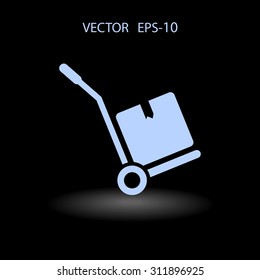 Flat long shadow Hand truck icon, vector illustration