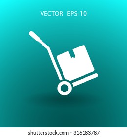 Flat long shadow Hand truck icon, vector illustration
