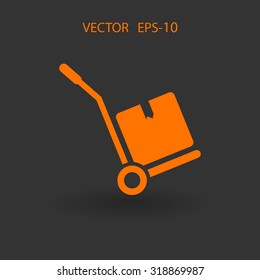 Flat long shadow Hand truck icon, vector illustration