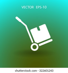Flat long shadow Hand truck icon, vector illustration