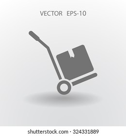 Flat long shadow Hand truck icon, vector illustration