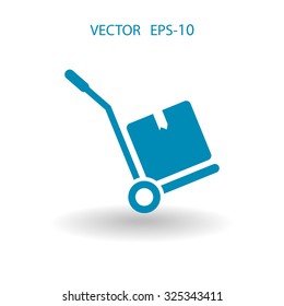 Flat long shadow Hand truck icon, vector illustration